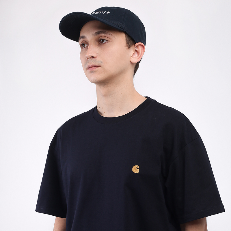 мужская синяя футболка Carhartt WIP Chase T-Shirt I026391-dnavy/gold - цена, описание, фото 2